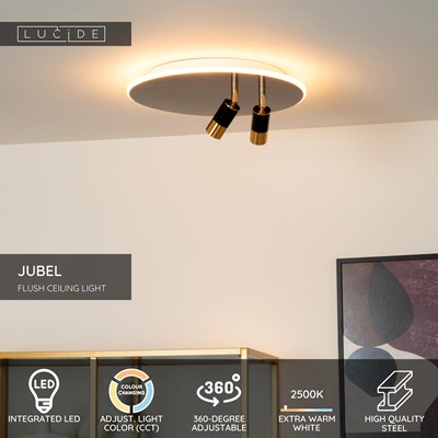 Lucide JUBEL - Flush ceiling light - Ø 40 cm - LED - CCT - 2500K/3000K - Gun Metal